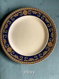 Versace Medusa Blue and Gold Rosenthal Dinner Plates, Set of 4 EUC 10 1/2in