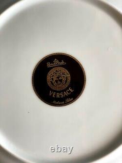 Versace Medusa Blue and Gold Rosenthal Dinner Plates, Set of 4 EUC 10 1/2in