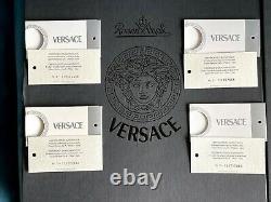 Versace Medusa Blue and Gold Rosenthal Dinner Plates, Set of 4 EUC 10 1/2in