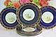 Very Fine, Royal Worcester, Cobalt/Gold Plates with Ruined Scottish Castles (8)