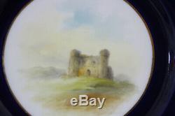 Very Fine, Royal Worcester, Cobalt/Gold Plates with Ruined Scottish Castles (8)