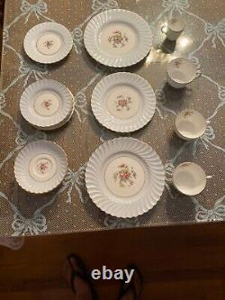 Very HTF Elegant 18 piece Minton Bone China DAWN Blue Rim pattern set