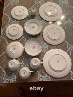 Very HTF Elegant 18 piece Minton Bone China DAWN Blue Rim pattern set