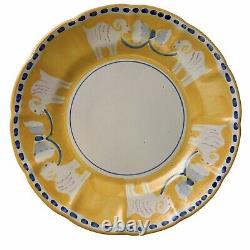 Vietri Italy Campagna Ram 10 Dinner Plate (s) Hard To Find Yellow Blue Bow