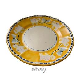 Vietri Italy Campagna Ram 10 Dinner Plate (s) Hard To Find Yellow Blue Bow