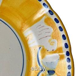 Vietri Italy Campagna Ram 10 Dinner Plate (s) Hard To Find Yellow Blue Bow