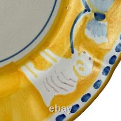 Vietri Italy Campagna Ram 10 Dinner Plate (s) Hard To Find Yellow Blue Bow