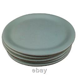 Vietri Italy Sorbetto Aqua Blue Cream Back Dinner Plates Set of 5