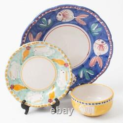 Vietri SOLIMENE Italian Ceramic 3 Piece Set Dinner & Salad Plates + Coupe Bowl