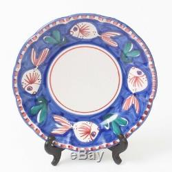Vietri SOLIMENE Italian Ceramic 3-pc Set Blue Fish Bowl Dinner & Salad Plates