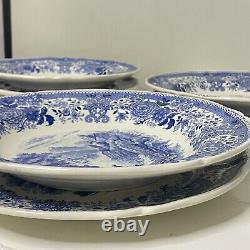 Villeroy & Boch Burgenland Blue Dinner Plates Soup Bowl 4 Place Setting 8 pieces