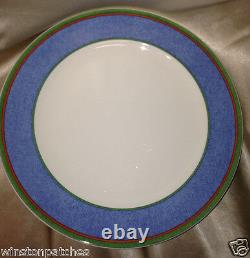 Villeroy & Boch Tipo Viva Blue Dinner Plate 10 1/2 Blue Band Green Red Lines