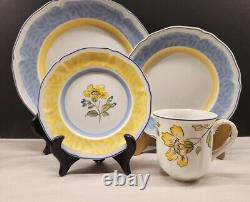 Villeroy and Boch TOSCANA 2008-2010 4 Piece Place Setting Blue Yellow Rimmed EUC