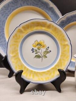 Villeroy and Boch TOSCANA 2008-2010 4 Piece Place Setting Blue Yellow Rimmed EUC