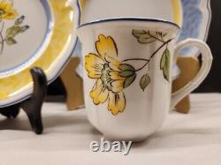 Villeroy and Boch TOSCANA 2008-2010 4 Piece Place Setting Blue Yellow Rimmed EUC