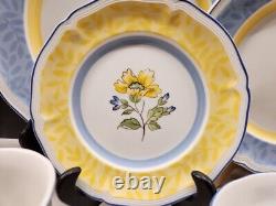 Villeroy and Boch TOSCANA 2008-2010 4 Piece Place Setting Blue Yellow Rimmed EUC