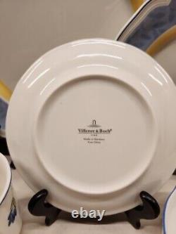 Villeroy and Boch TOSCANA 2008-2010 4 Piece Place Setting Blue Yellow Rimmed EUC