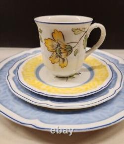 Villeroy and Boch TOSCANA 2008-2010 4 Piece Place Setting Blue Yellow Rimmed EUC
