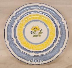 Villeroy and Boch TOSCANA 2008-2010 4 Piece Place Setting Blue Yellow Rimmed EUC