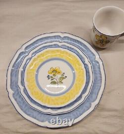 Villeroy and Boch TOSCANA 2008-2010 4 Piece Place Setting Blue Yellow Rimmed EUC