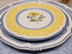 Villeroy and Boch TOSCANA 2008-2010 4 Piece Place Setting Blue Yellow Rimmed EUC