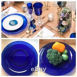 Vintage 1930s Cobalt Blue 10 Dinner Glass Plates Set of 4