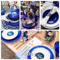 Vintage 1930s Cobalt Blue 10 Dinner Glass Plates Set of 4