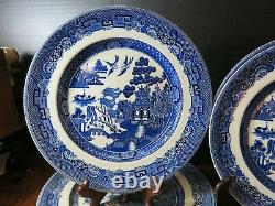 Vintage 32 Pieces of Johnson Bros. Willow Pattern China Dinner Bread Salad Plate