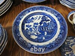 Vintage 32 Pieces of Johnson Bros. Willow Pattern China Dinner Bread Salad Plate