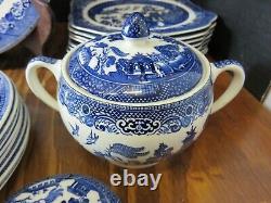 Vintage 32 Pieces of Johnson Bros. Willow Pattern China Dinner Bread Salad Plate