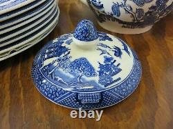 Vintage 32 Pieces of Johnson Bros. Willow Pattern China Dinner Bread Salad Plate