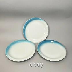 Vintage 40s 50s Sterling China 3 Dinner Plates Sky Blue Diner Restaurant Ware US