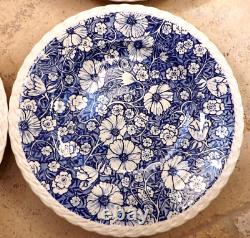 Vintage 4 Dinner Plates Vernon Kilns Blossom Time California Blue & White Flower