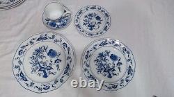 Vintage 50 Years 1951-2001 Blue Onion 20 Pc Dinner Set, Blue Danube Japan Mint