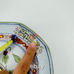 Vintage 5 Faenza Italian Ceramic Hand Painted Blue Carnation Dinner Salad Plates