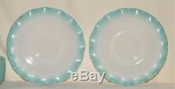 Vintage 9pc HAZEL ATLAS CRINOLINE RIPPLE BLUE 3-Dinner Plates/5-Saucers/1-Cup