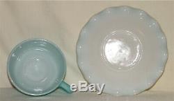 Vintage 9pc HAZEL ATLAS CRINOLINE RIPPLE BLUE 3-Dinner Plates/5-Saucers/1-Cup