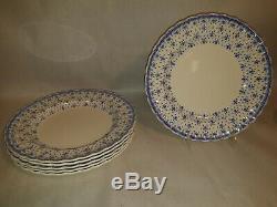 Vintage Antique Spode Blue Fleur De Lys Dinner Plates 10 Set of 6