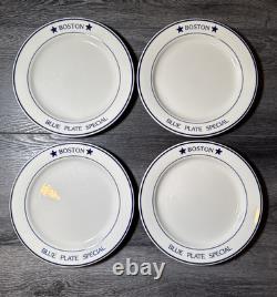 Vintage BOSTON BLUE STAR PLATE SPECIAL Homer Laughlin Restaurant Ware 9.5 Set 4