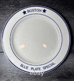 Vintage BOSTON BLUE STAR PLATE SPECIAL Homer Laughlin Restaurant Ware 9.5 Set 4