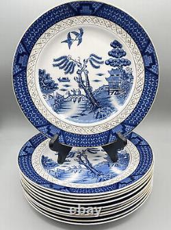 Vintage Blue Willow 188 Ironstone Ware Porcelain 10 Dinner Plate Set Of 12