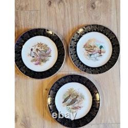 Vintage Brooks Brothers Game Birds Dinner Plates Set of 8 England Blue Holiday