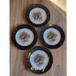 Vintage Brooks Brothers Game Birds Dinner Plates Set of 8 England Blue Holiday