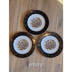 Vintage Brooks Brothers Game Birds Dinner Plates Set of 8 England Blue Holiday