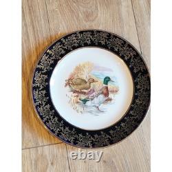 Vintage Brooks Brothers Game Birds Dinner Plates Set of 8 England Blue Holiday