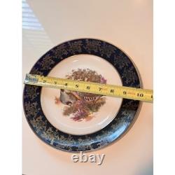 Vintage Brooks Brothers Game Birds Dinner Plates Set of 8 England Blue Holiday
