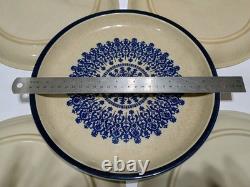 Vintage Celebrity Blue Medallion Plate Set Of 5 1970s Stoneware Cobalt