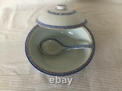 Vintage Chinese Blue & White Porcelain Dinner Bowl & Plate Set For 5(24pieces)