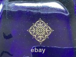 Vintage Cobalt Blue And Gold 10 1/2 Elaborate Square Serving Dish With Handles