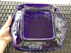 Vintage Cobalt Blue And Gold 10 1/2 Elaborate Square Serving Dish With Handles